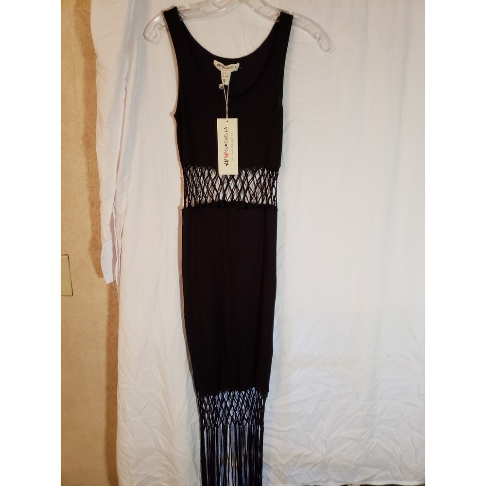 Women's H&M Coachella Black Long Sleeveless Dress Size 4